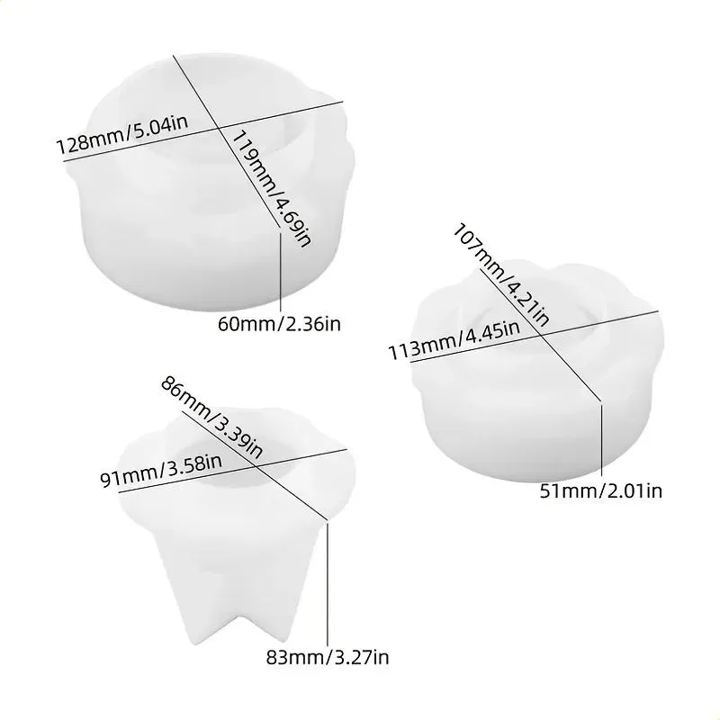 3Pcs Split Christmas Tree Silicone Resin Mold DIY Epoxy Mould for Xmas Ornament Candle Home Decoration