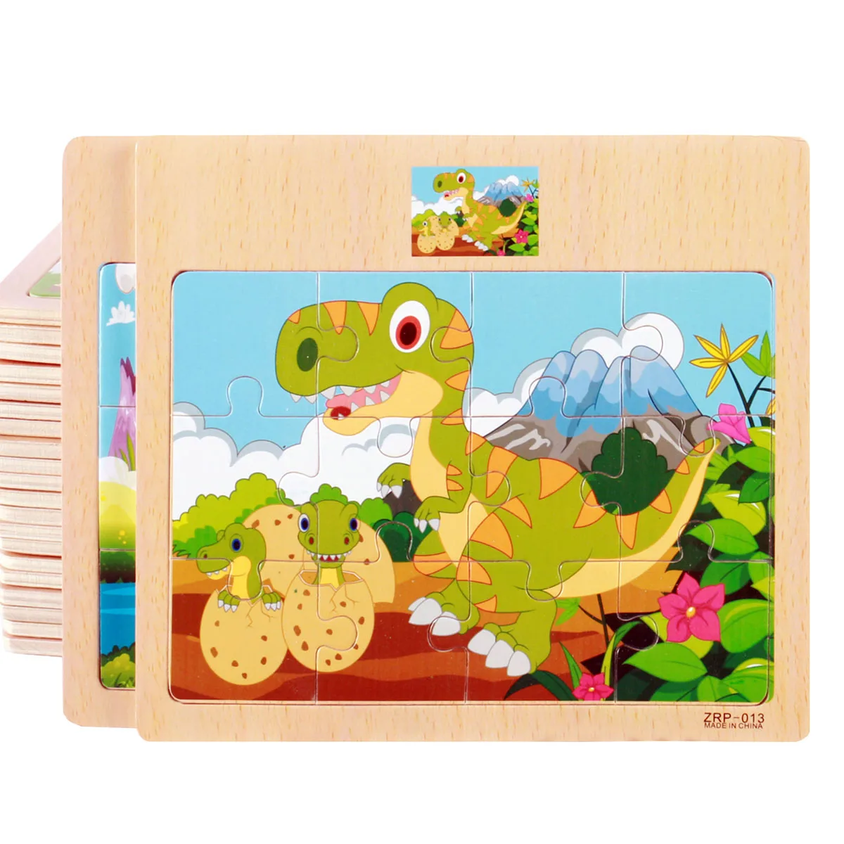 

1pc Wooden Jigsaw Puzzle Game for Kids Cartoon Animals Traffic Car Puzzles Children Montessori Educational Toys