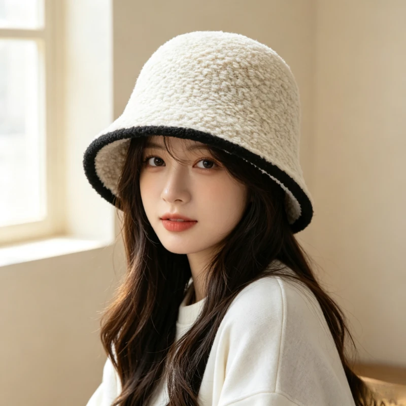 1 Piece of Women's Winter Fisherman Hat, Women's Warm Water Bucket Hat, Facial Small Plush Basin Hat, and Winter Warmth Artifact