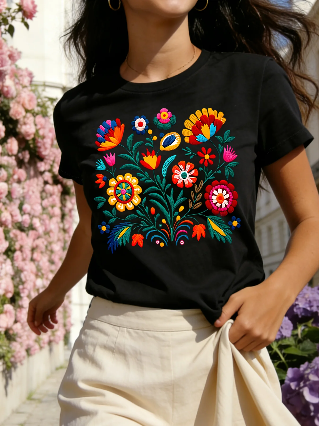 Danqiyoyo Mexican Color Floral Fiesta Letter Print Y2k Tshirt women Clothing New in Top & Tees women T-Shirt 27126