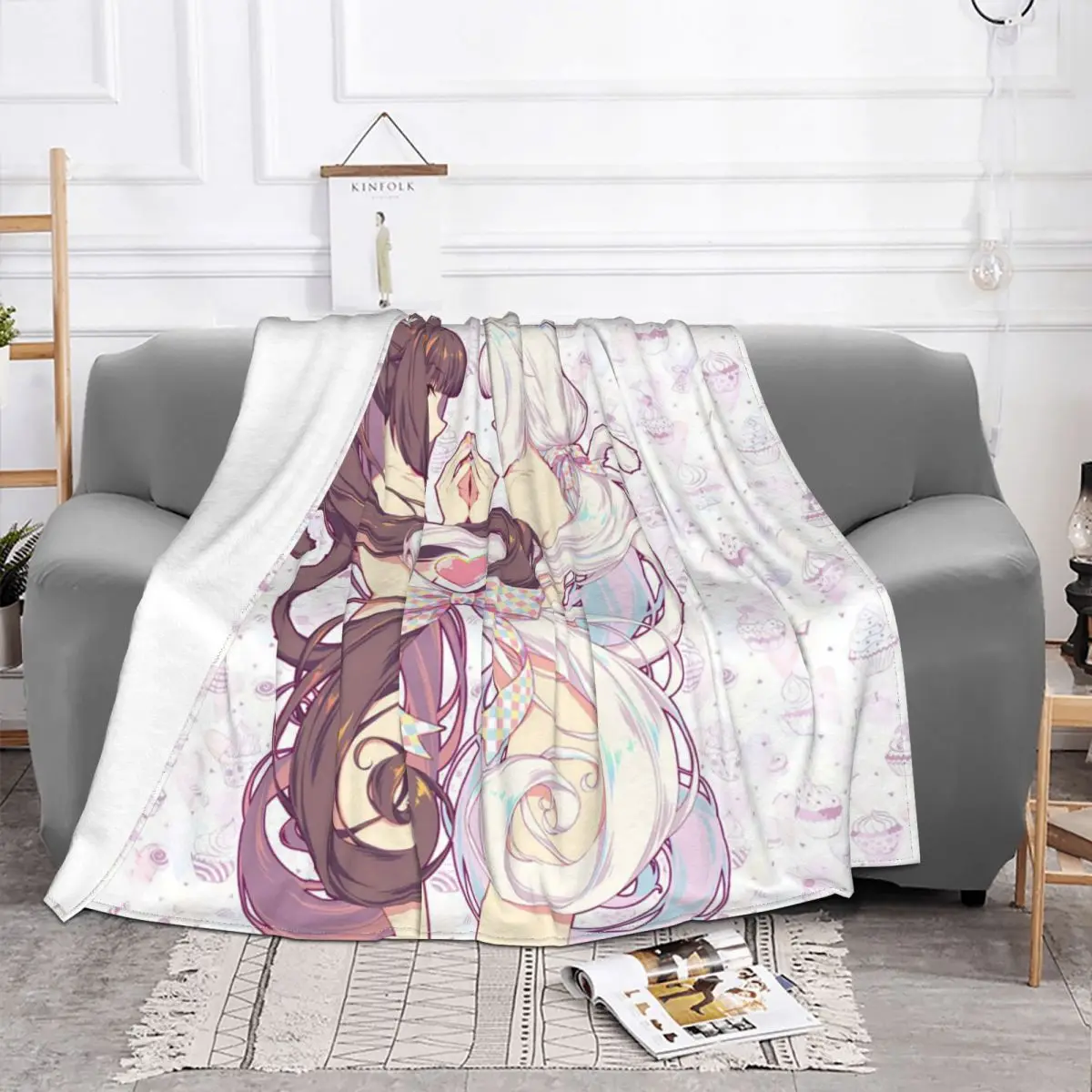 Nekopara Blankets Velvet Printed Girls Anime Multifunction Ultra-Soft Throw Blanket for Sofa Travel Bedding Throws