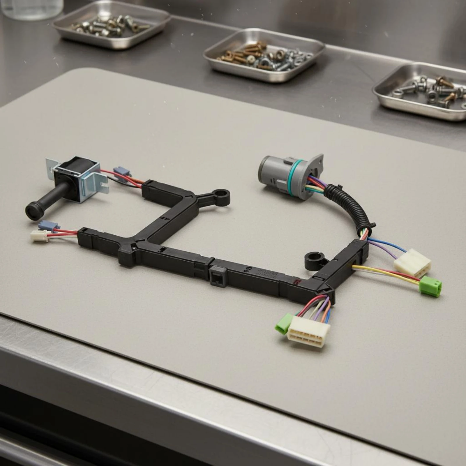 Solenoid Valve Wiring Harness Assembly Color Coded Terminals Gear-Shift Solenoid Harness Auto Part Black Plastic 24 Cm Length