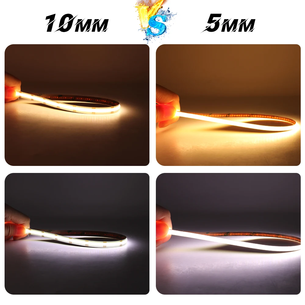 Imagem -02 - Dimmable Bicolor Cob Cct Led Strip Light Fita Led Flexível para Sala de Estar Iluminação de Linha mm 10 mm 2700k6500k