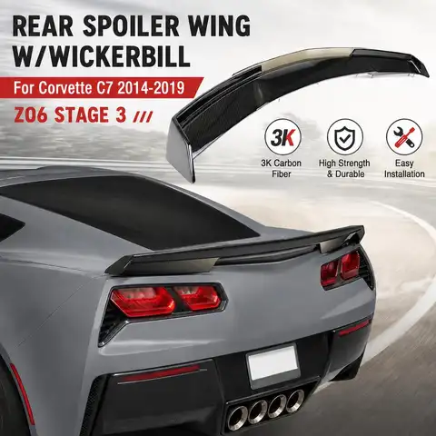 Z06 Stage 3 Rear Spoiler Wing w/Wickerbill For Corvette C7 2014-2019 ABS Exterior Modification Parts