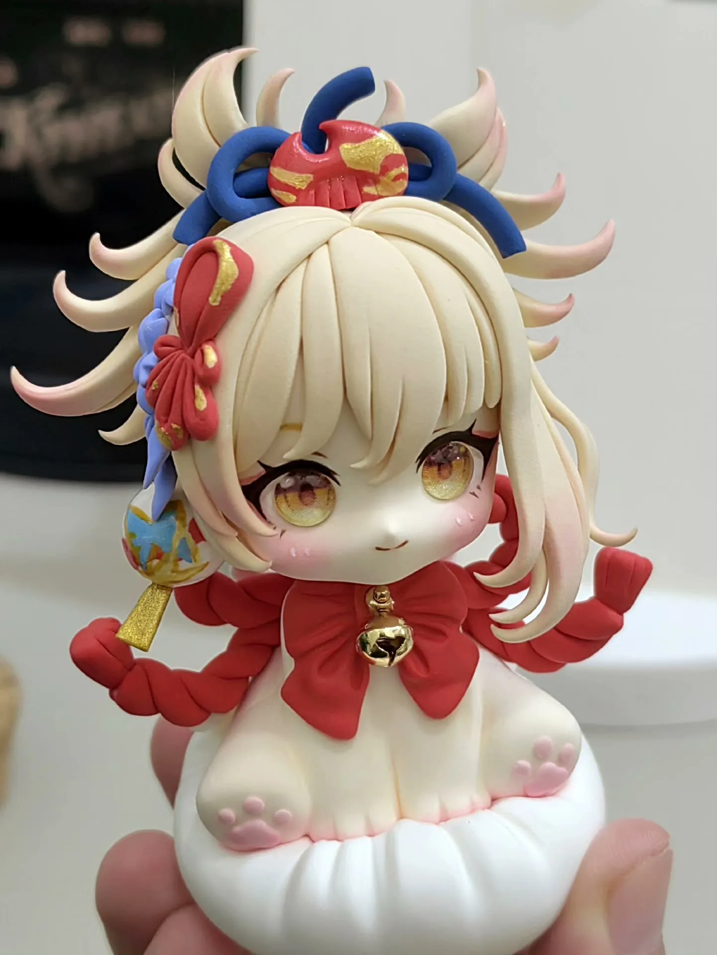 Handmade Genshin Impact Yoimiya Ornaments 10cm Clay Figurine Anime Figure Model Statue Doll Game Toys For Kids Gifts Customized