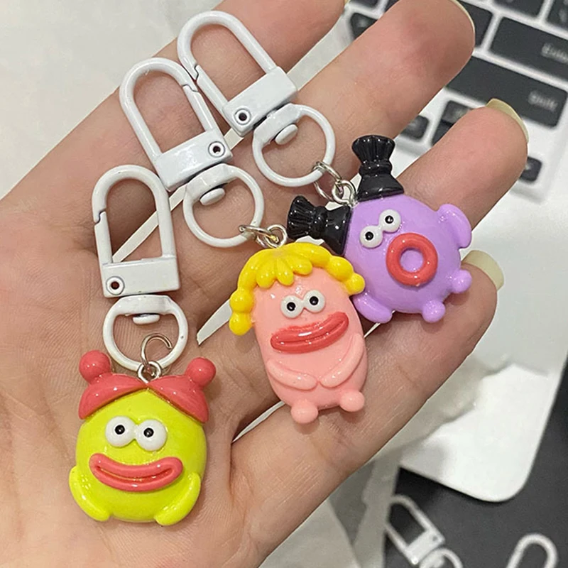 PVC Key Chains Ring Funny Sausage Big Mouth Monster Cartoon Doll Pendant Key Ring Backpack Charms Car Decoration Bag Accessories