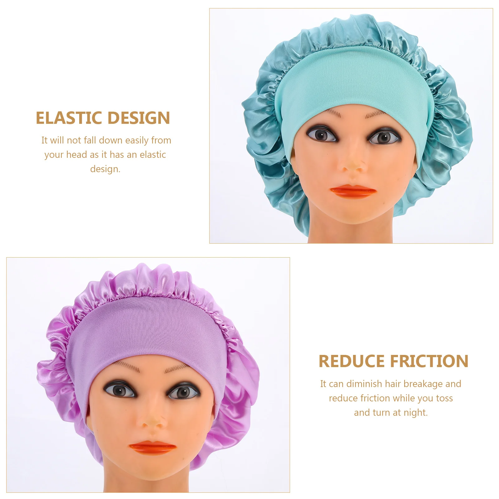 

2Pcs Comfortable Women Sleep Caps High Elasticity Satin Fabric Reduces Friction during Chemo Bonnet for Hair Loss
