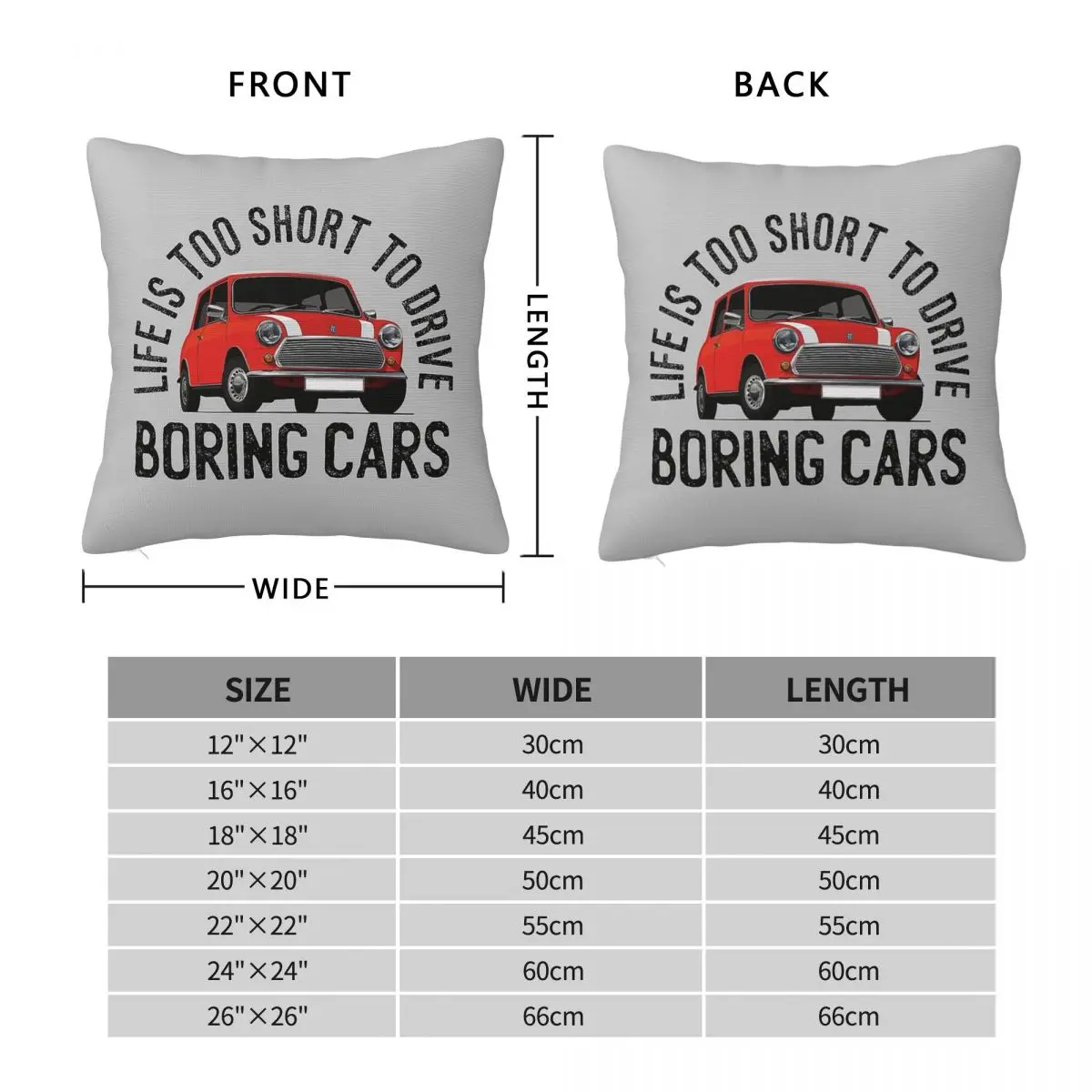 Life Is Too Short To Drive Boring Cars Square Pillowcase Polyester Linen Velvet Creative Decorative Sofa Seater Cushion Cover