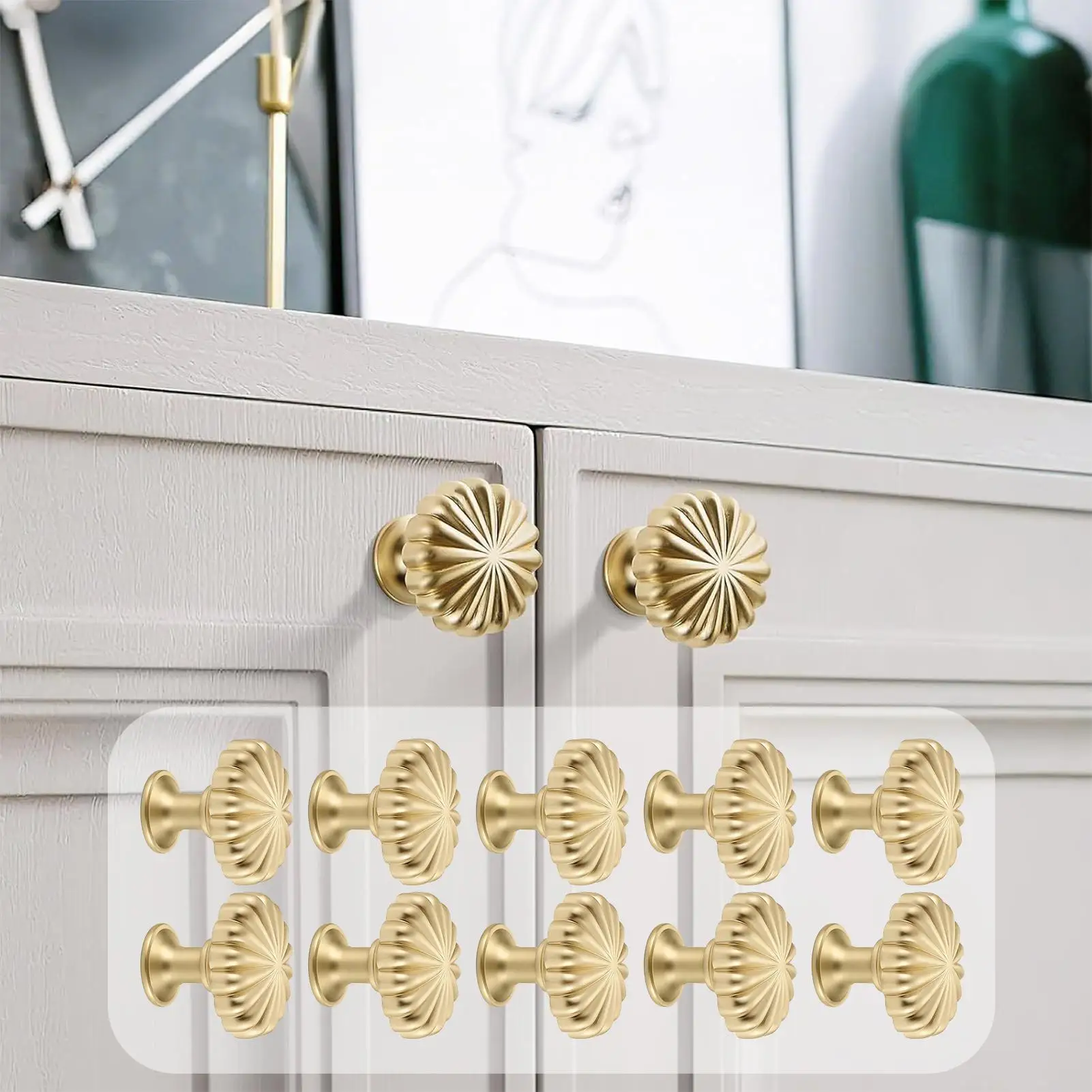 

Kitchen Cabinet Knobs 10 Pieces Pumpkin Dresser Knob Zinc Alloy Antique Round Cupboard Hardware For Bathroom Furniture Makeover