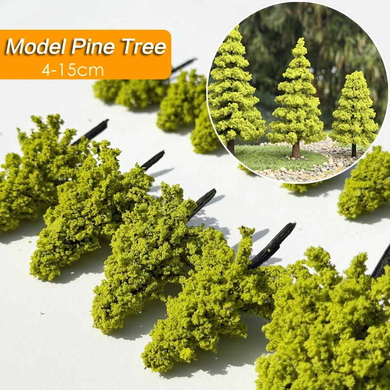

4-15cm Springtime Yellow-Green Pine Tree Model Landscape Plastic Handmade Small Tree Sand Table Train Platform Landscap Material