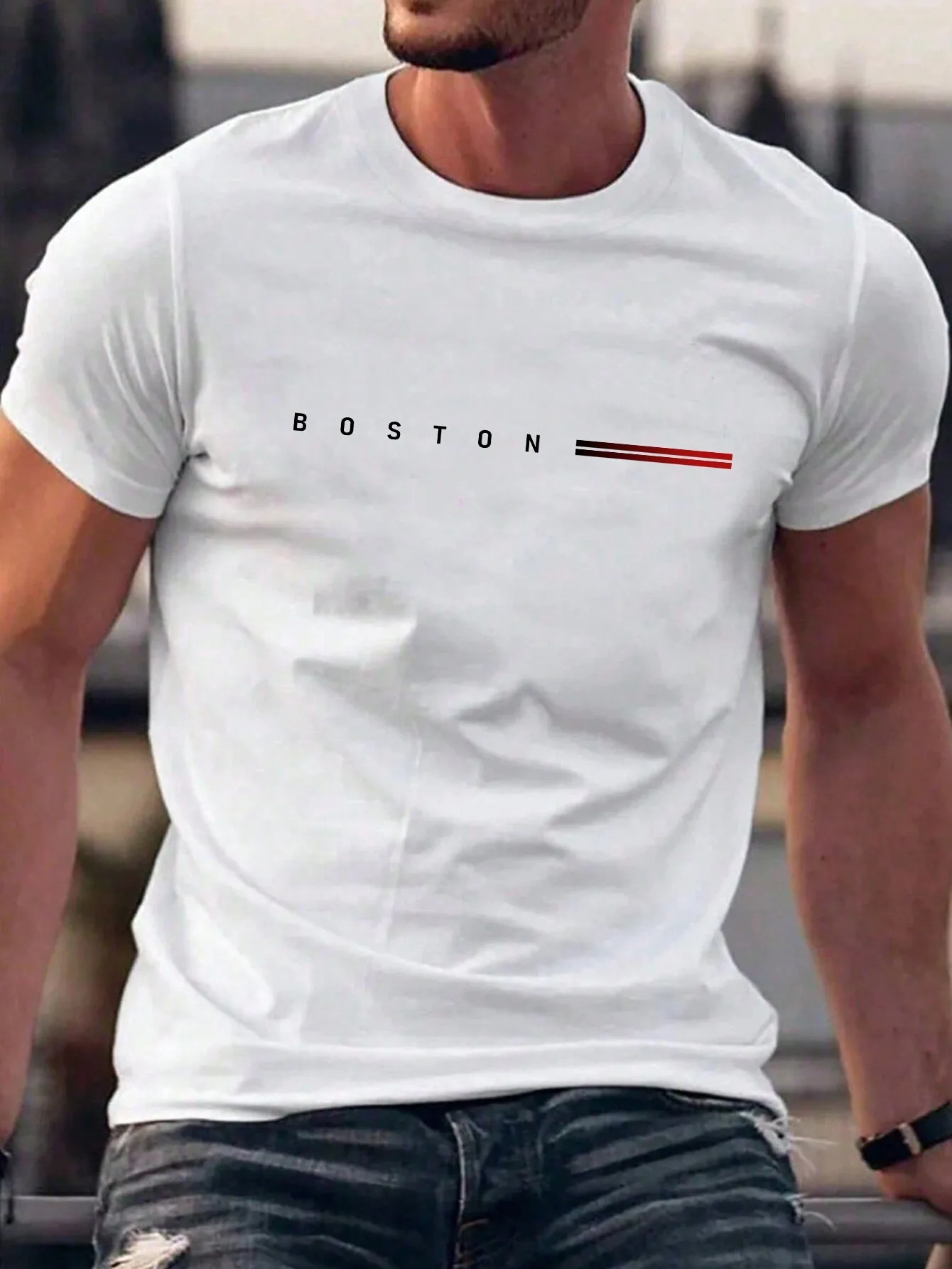 Manfinity Homme Men Letter Graphic Casual Short Sleeve Tee, Boyfriend Gift, For Work