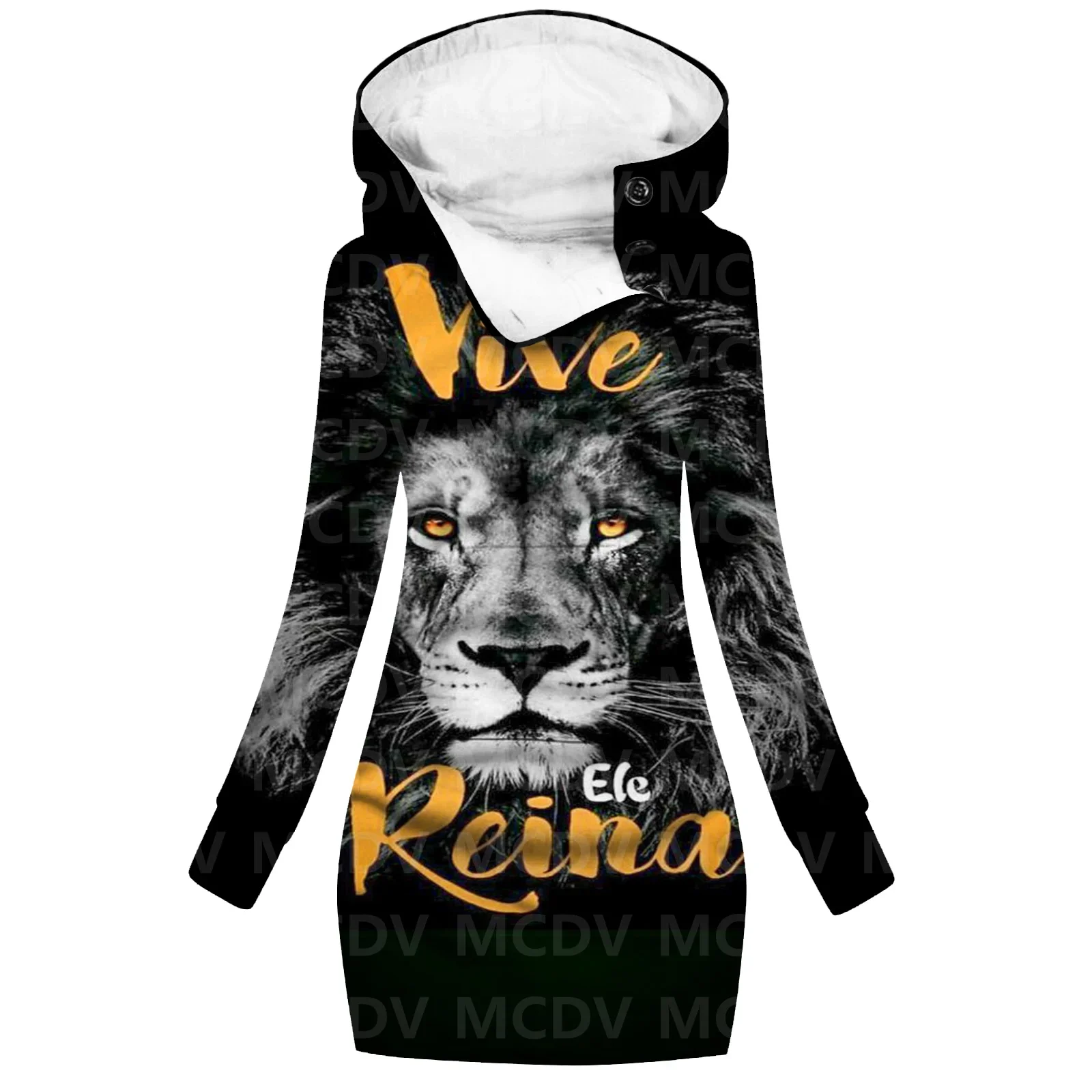 Lion/Fox/kucing 3D Hoodie wanita, Dress Hoodie kasual lengan panjang, Tracksuit bertudung untuk perempuan