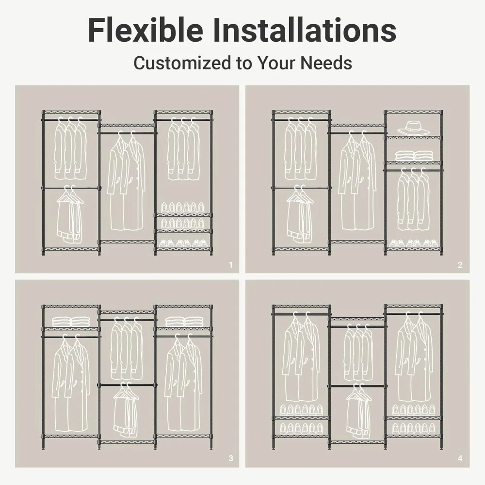 Armario portátil de Metal resistente para ropa con cubierta gris, estante de almacenamiento para armarios de dormitorio, organización eficiente de ropa