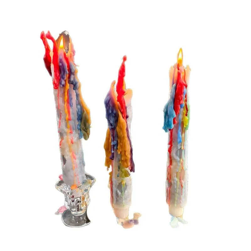 Bougies colorées en forme de larme pour un usage domestique, bougies romantiques pour le dîner, bougies longues pour mariages, célébrations, atmosphère colorée