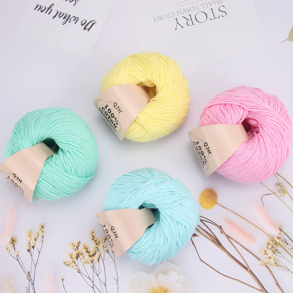 50g 100% Organic Cotton Yarn for Knitting Crocheting Crafts Hand Woven Sweater Yarn Cotton Yarn Threads Hand Knitted DIY Scarves