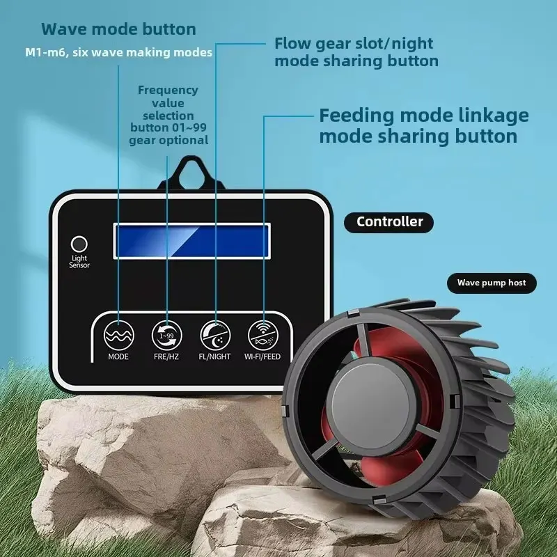 

Aquarium Wave-making Oxygen Pump 100-240V Fish Tank Oxygenator Magnetic Design Wave-making Machine for Seawater/Freshwater