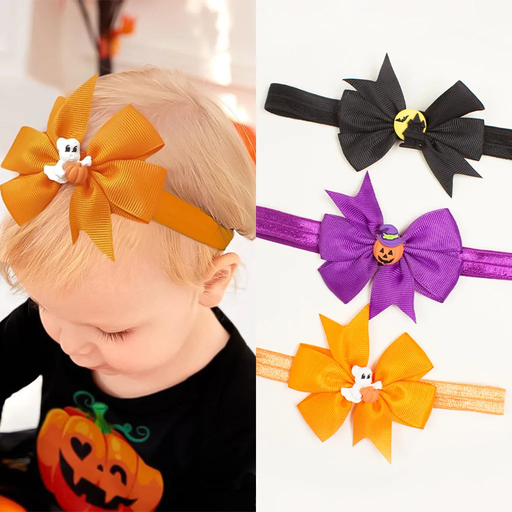 

Halloween Baby Headband Easter Pumpkin Baby Hair Ornament Bowknot Hairband Children Headdress Weave Hair Aaccessories