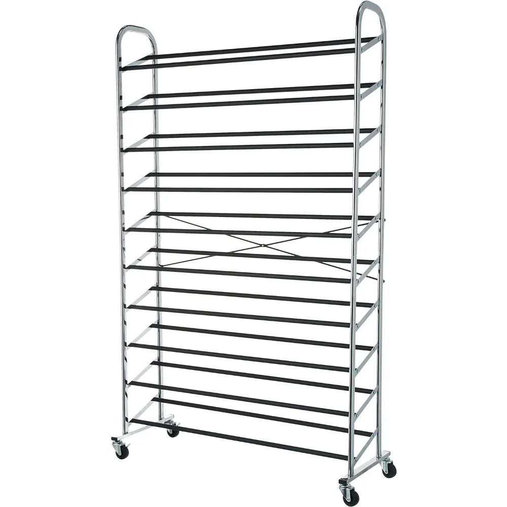 

Chrome Modern Shoe Rack 35.8 X 14.6 X 59.5 Inches Shoe Cabinet Storage Shoerack Organizer Living Room Furniture Home