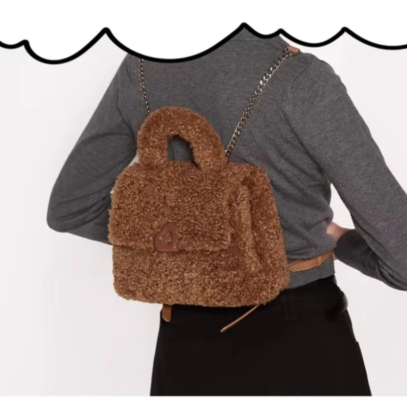 

Comfortable Plush Fashion Backpack Chain Flip Solid Color Casual Handbag 2024 Hot Sale Bags for Women Bolsas Femininas Рюкзак
