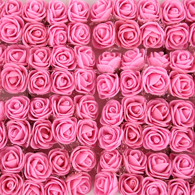 144/288Pcs Mini Lace Rose Flower Artificial Flower Small Foam Rose Flower Heads Wedding Decoration DIY Craft Bouquet Supplies