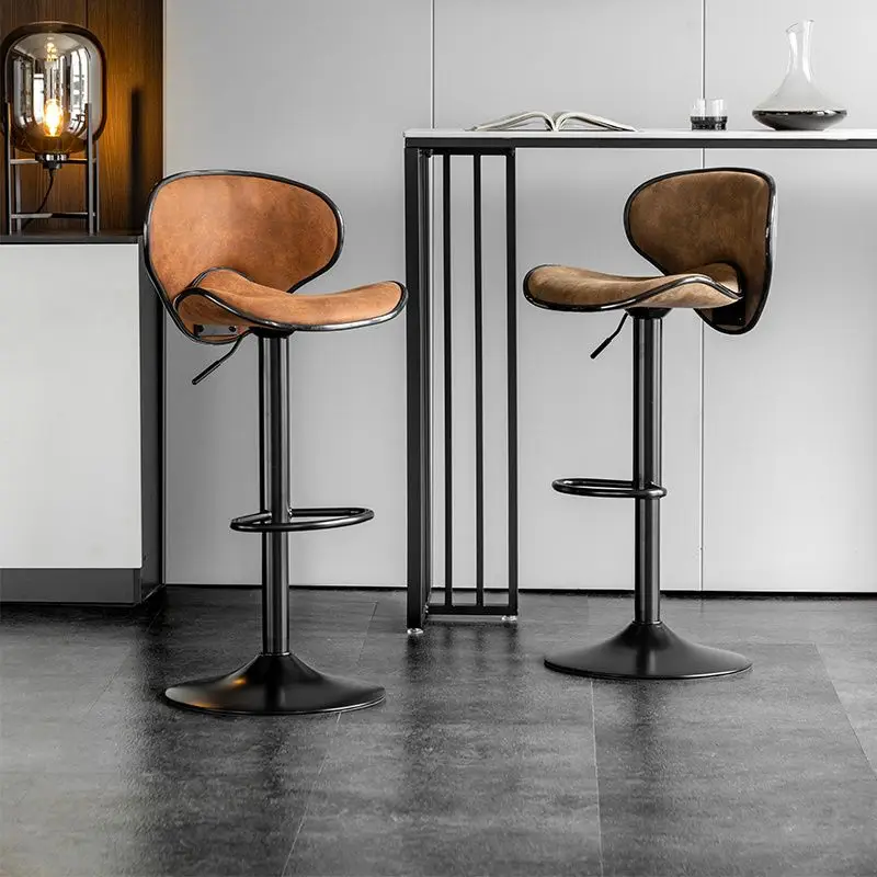 

Luxury Bar Stools Retro Home Backrest Height-adjustable Metal Kitchen Bar Chair Home Decoration Furniture Chairs Accessories