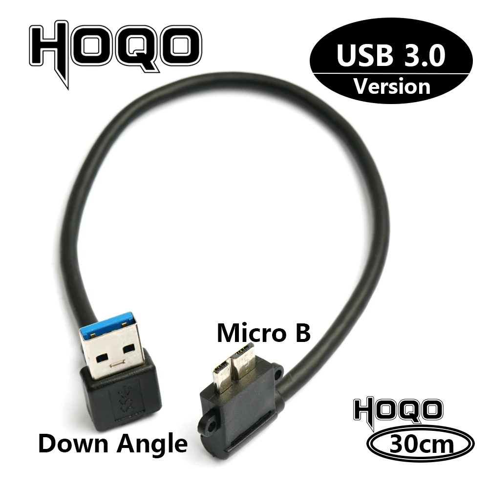 USB 3.0 typ A do Micro B 90 stopni w górę w dół pod kątem ze śrubami blokującymi zamontuj dane kabel USB 3.0 A do B 30cm podłącz krótki przewód hdd