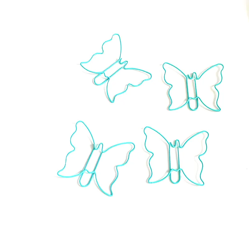 New Blue Butterfly Paper Clip Creative Teal Paper Clips Cartoon Butter Fly Paperclip Multi-function Pin Modeling Bookmark Spring