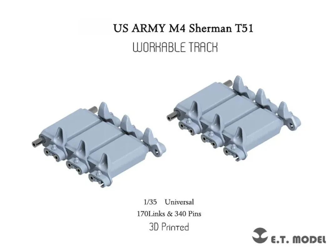 1/35 ETmodel P35-085 US ARMY M4 Sherman T51 Workable Track(3D Printed)