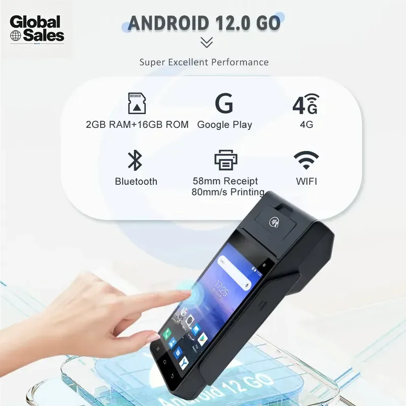 Z90 Android 12.0 All in One Touch Screen POS Terminal with IC Credit Card Magnetic Stripe Reader for Bus Ticketing and EDC