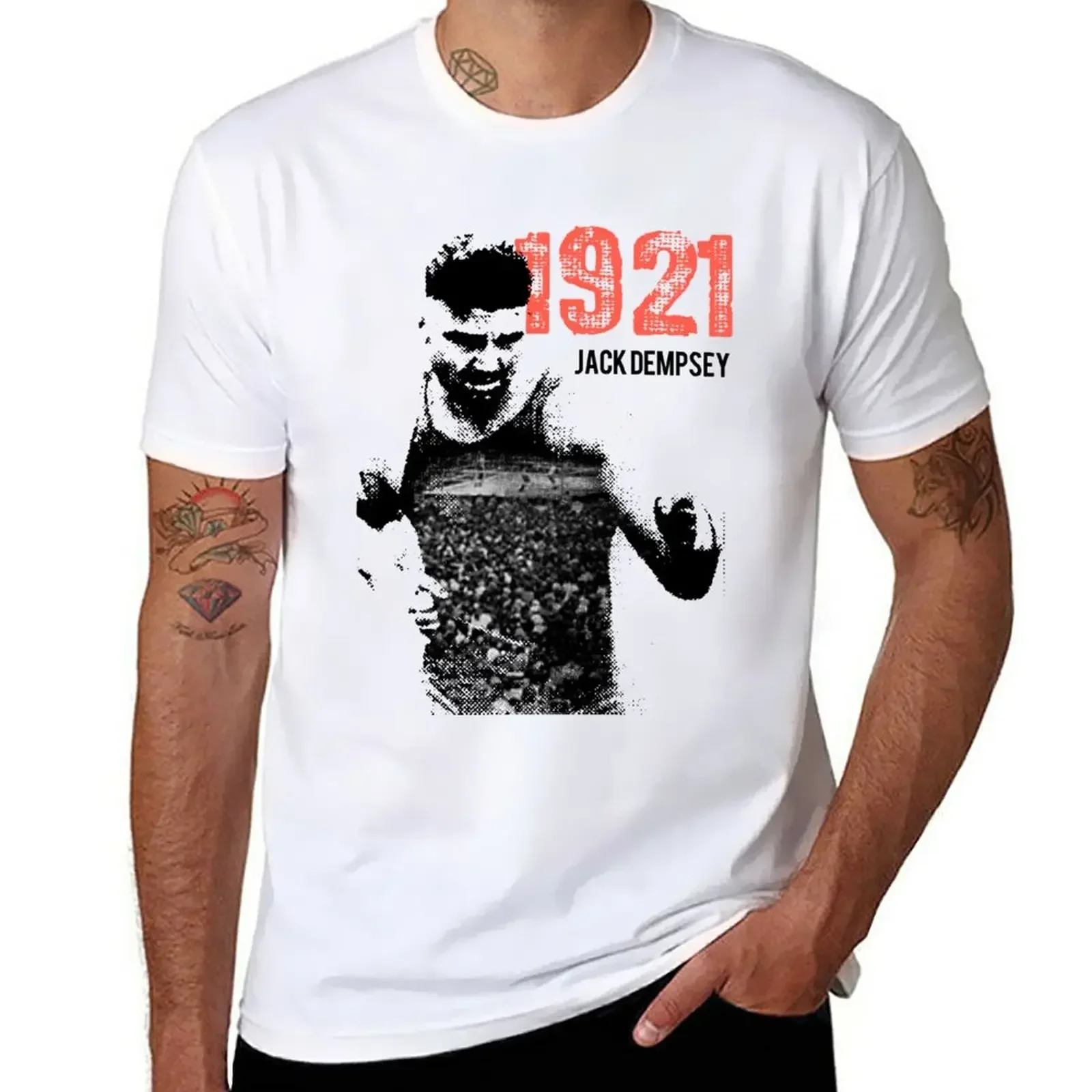 heavyweight t shirts mens graphic t-shirts Jack Dempsey.Vintage Boxing. 1920s T-Shirt plus size tops  men clothing