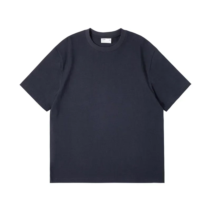 Combed cotton 240g heavy-duty pure cotton double yarn short sleeved t-shirt men's trendy brand solid color round neck top image 3