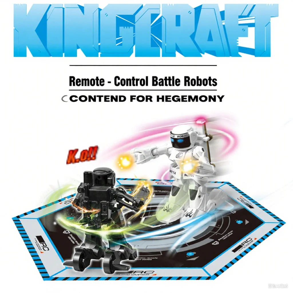 2025 Neuer RC Battle Boxing Robot, 2,4G ferngesteuerter Roboter, Lichtsoundeffekte, humanoider Kampfroboter, 2 Kontrollspielzeuge für Jungen