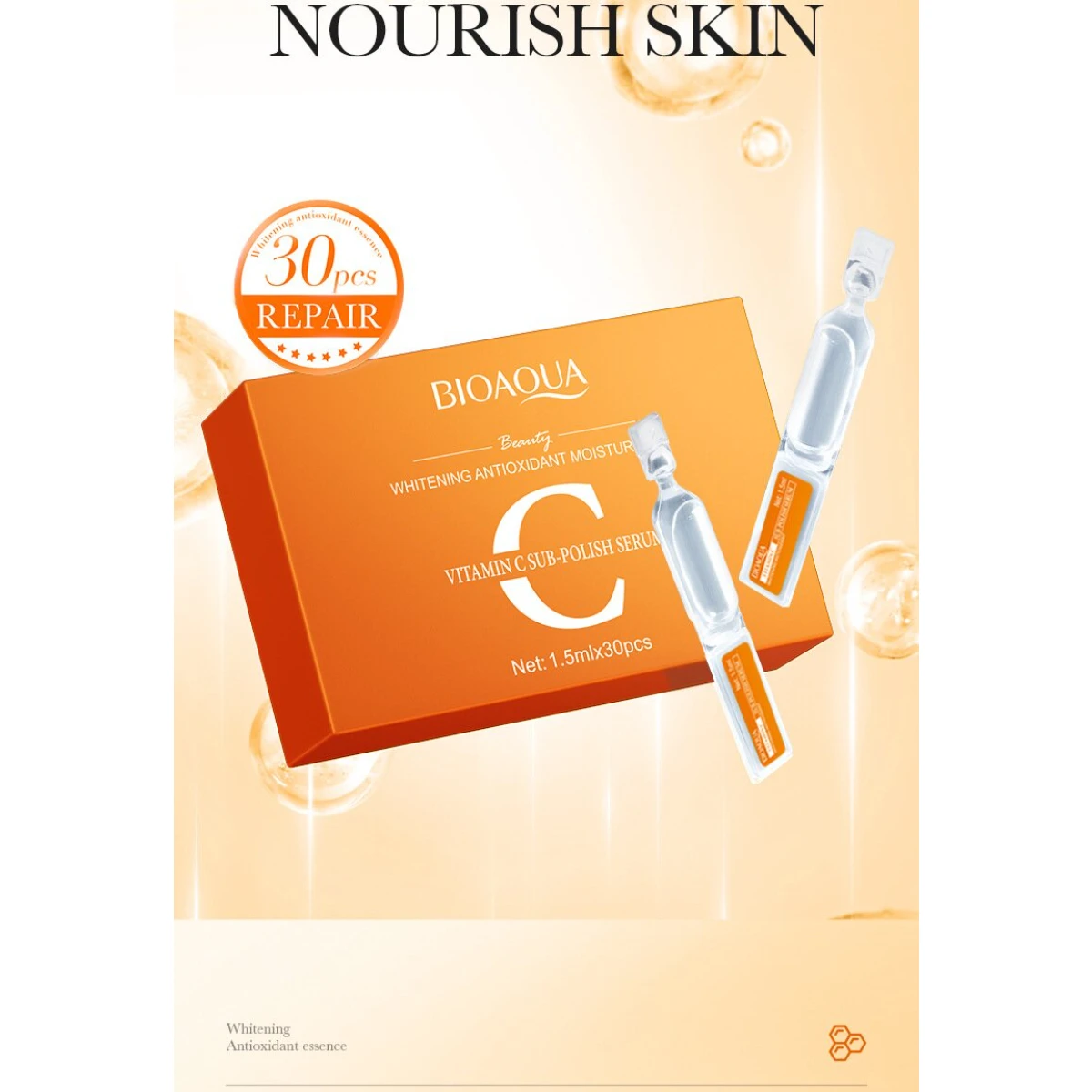 30pcs Vitamin C Hyaluronic Acid Second Throw essence Moisturizing and Anti oxygen essence Skin Care Product