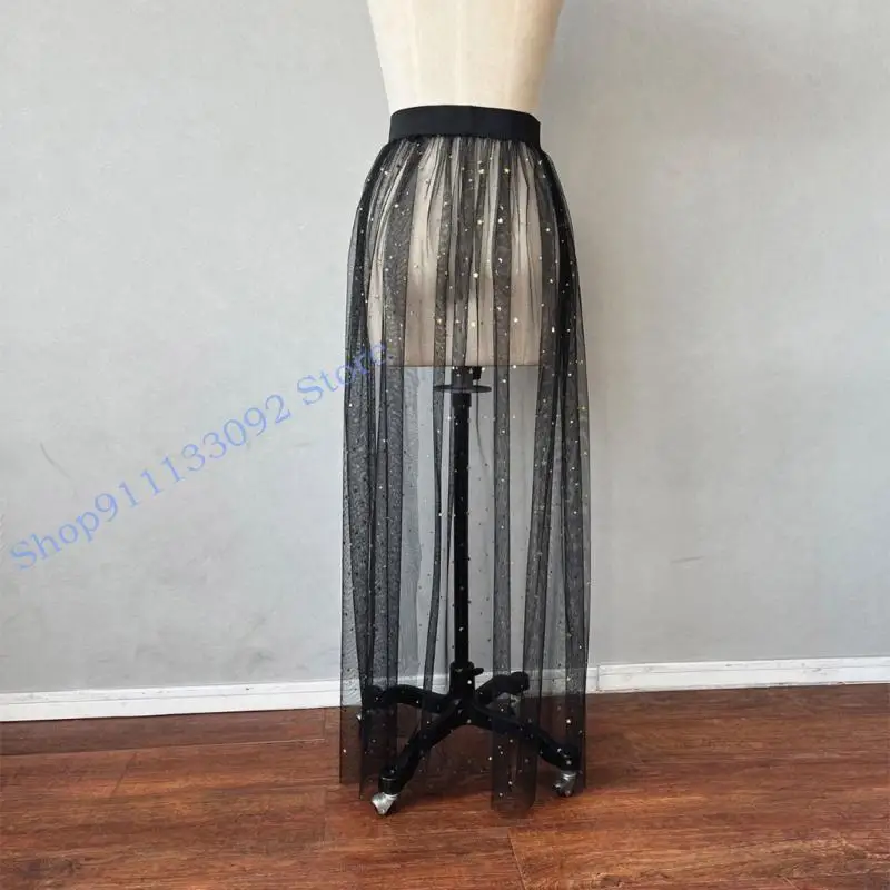 

H9ED Fashionable Bride Outfit Bridal Tulle Train Wedding Train Skirt with Elastic Waistband For Weddings And Prom Occasion
