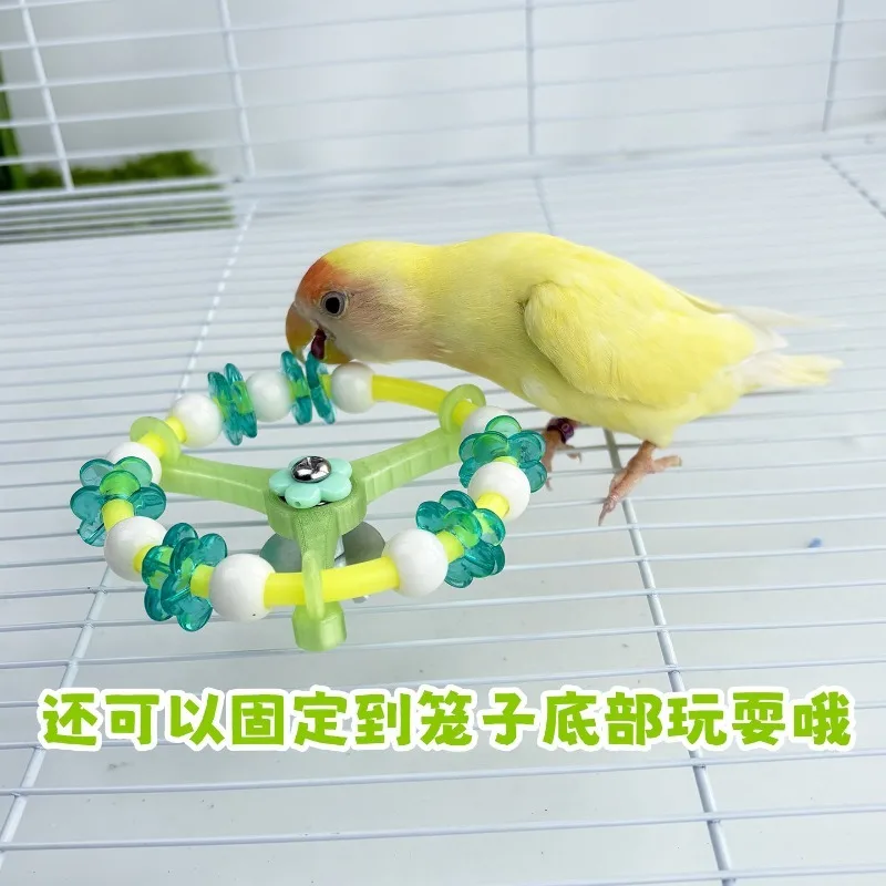 Parrot Toy Rotating Windmill Bird Stress Relief Self Entertainment Cage Decoration Budgerigar Cockatiel Boredom Chewing Wooden