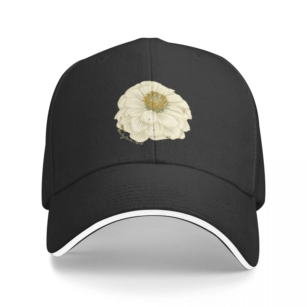 White Zinnia A Baseball Caps Hat