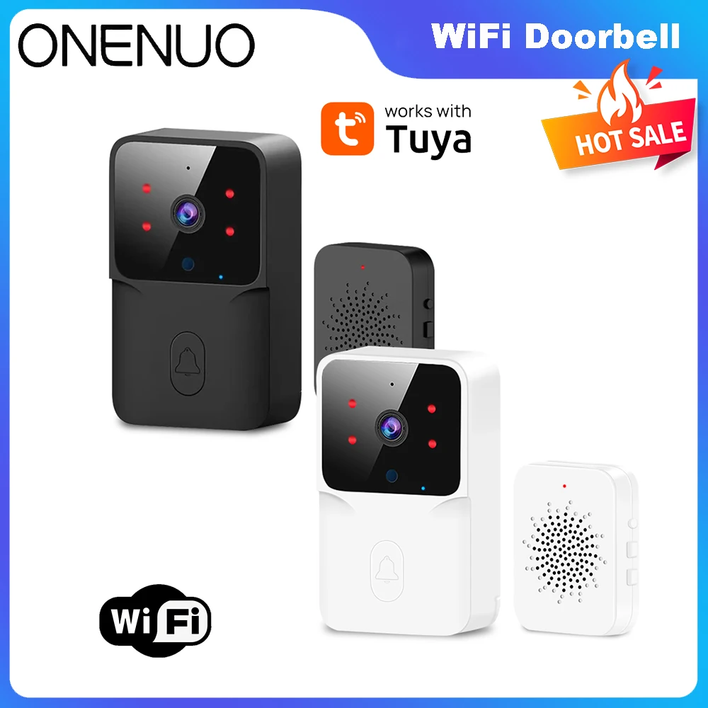 Tuya WiFi Video timbre inalámbrico HD cámara IR alarma seguridad inteligente timbre de puerta WiFi intercomunicador para el hogar con blanco o negro