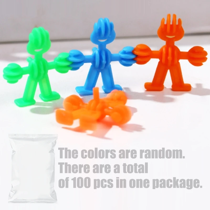

100 Part Colorful Cartoon People Building Dolls Develop Coordination Through Pretend Play 15UB