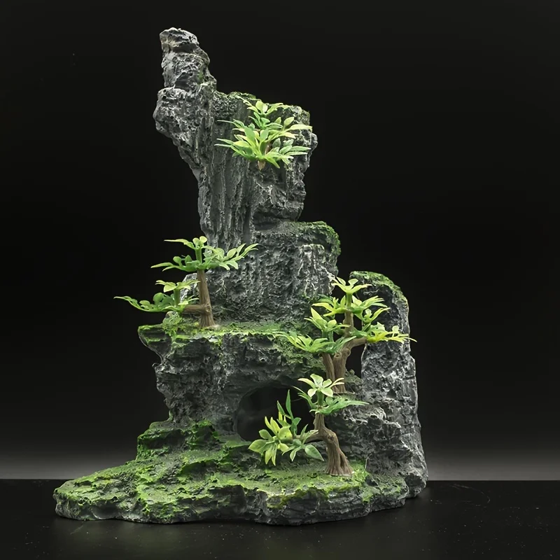 1pc Aquarium Landscaping, Aquarium Decoration, Artificial Mountain, Imitation Water Grass Ornaments, Imitation Small Mountain