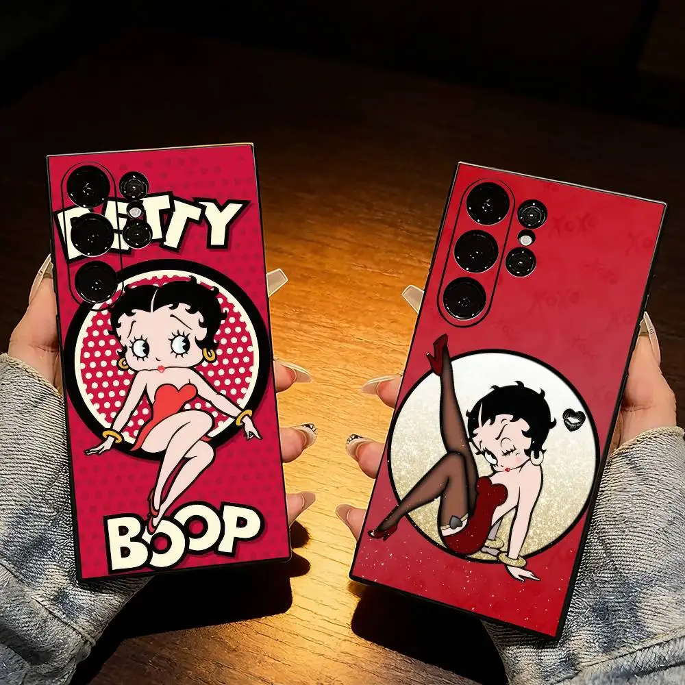 Retro B-Betty-BoopS Cartoon Phone Case For Samsung S25,S24,S21,S22,S23,S20,Ultra,S26,Plus,Fe,Note,5G Black Cover