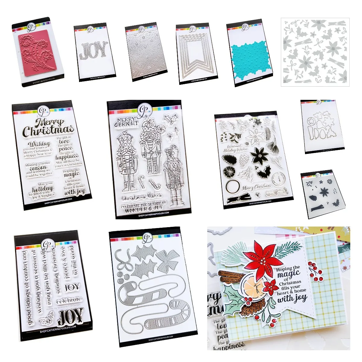 

Candy Cane Christmas Holiday Joy Sentiments Mix Layered Stencils Nested Stitched Dies Hot Foil Plate DIY Scrapbooking Card Diary