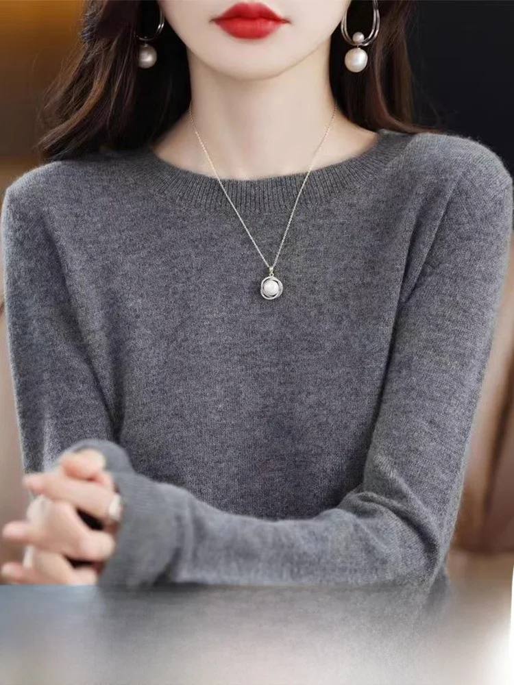 Slimming Effectiven Low round Ne Loose Knitted Wool Sweater Autumn Winter New Sle Women's Faion Straight Cut Base irt