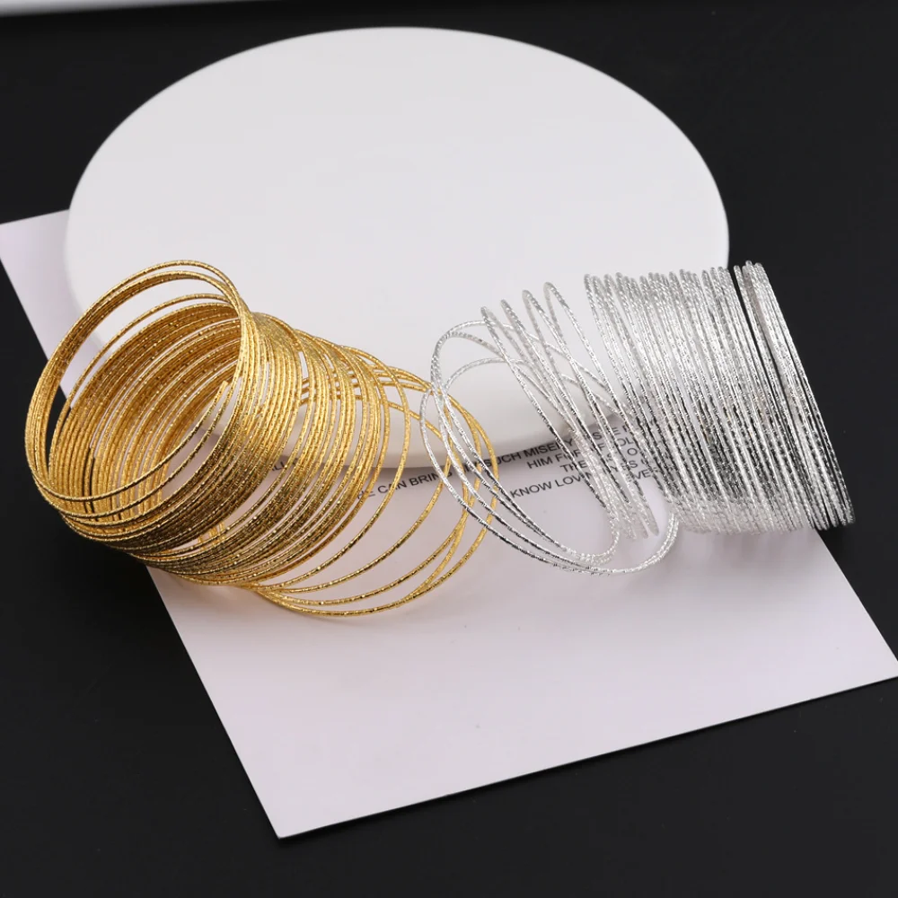 أساور أساور ذهبية/فضية مقاس 1.2 ملم للنساء - مجموعة مجوهرات بوهو متعددة الطبقات قابلة للتكديس. #6