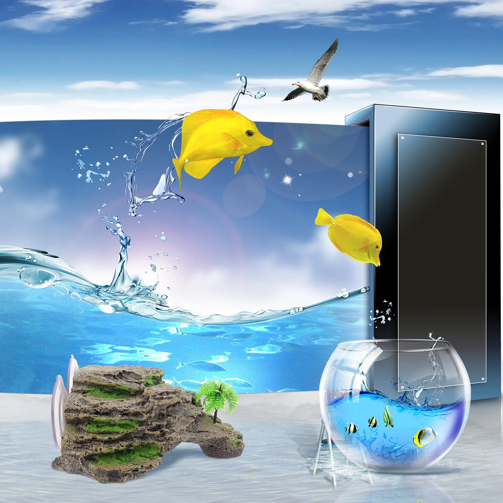 

Resin Turtle Sunning Platform for Aquarium Basking Reptile Rest Stand with Suction Cups Non-Fade Climbing Design Suitable Glass