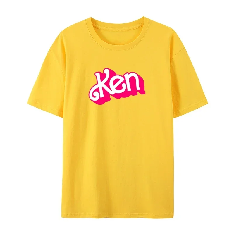T-shirt rose Ken lettre 2D imprimé, vêtements décontractés pour hommes et femmes, vêtements à col rond, manches courtes, streetwear Harajuku