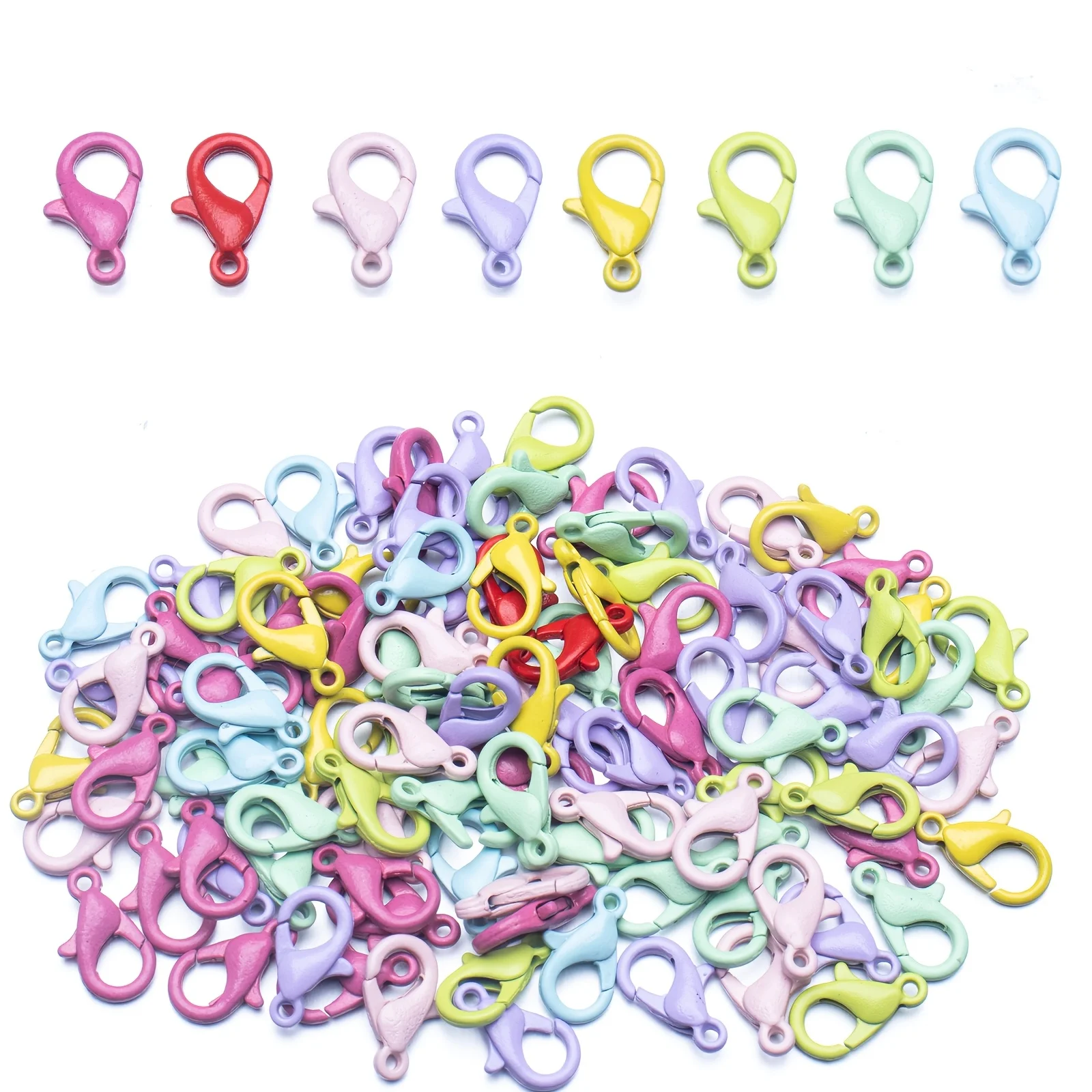 50Pcs Mixed Color Lobster Clasps Jewelry Making Buckles for Charms Pet Leash DIY Crafts