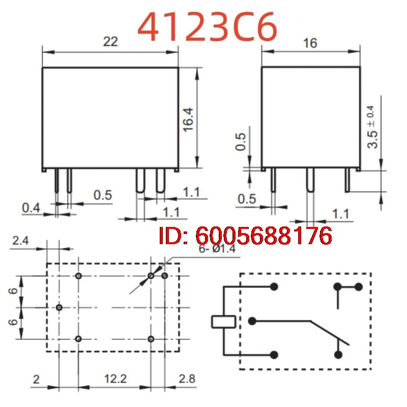 10PCS New HF7FD 012-1ZPTF(576) (4123C6-12V-12A) Relay 6pins