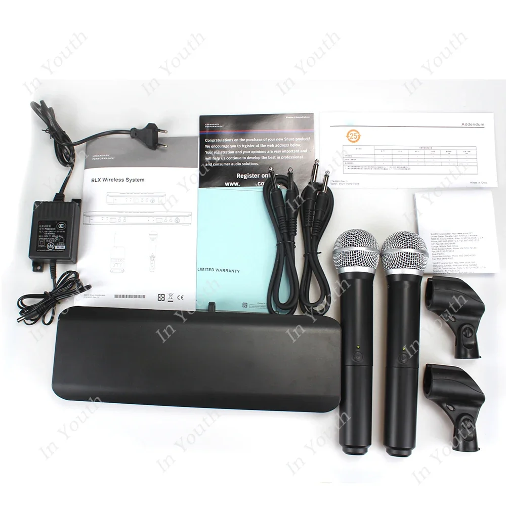 Professional BLX288/PG58/SM-58 Karaoke Dual Channel Lavalier Vocal Mic Wireless Microphone BLX288 Beta58a