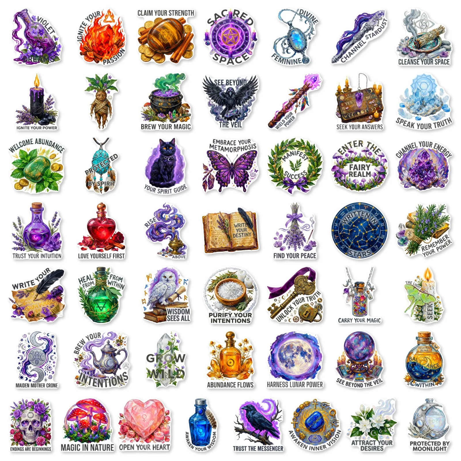 50 Pcs Vintage Magic Theme Key Lock Pattern Stickers Waterproof Vinyl Decals for Laptop Phone Case Journal Gift - view 3