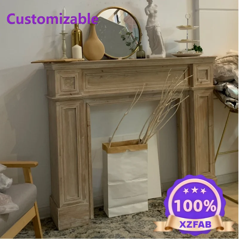 Factory Direct 2026 Homestay fireplace decorative cabinet French European simple fireplace rack storage wedding photography prop